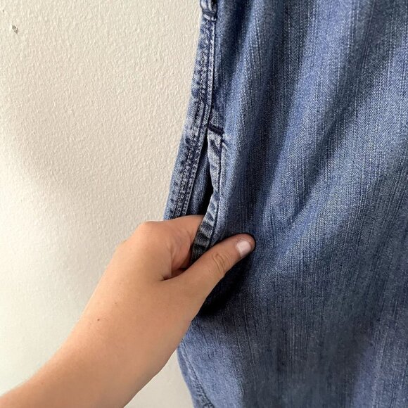 Fossil cotton short sleeved denim dress casual comfortable pockets collar summer - Picture 5 of 9